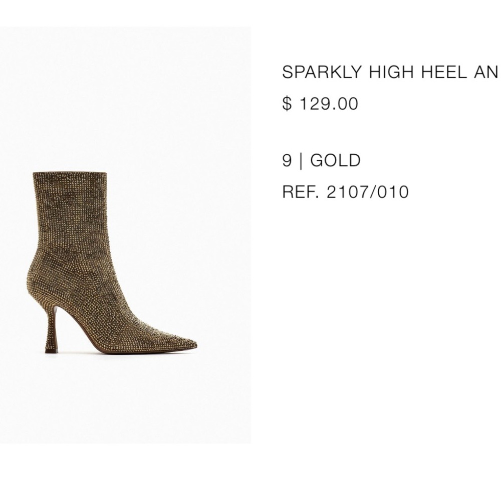 Zara Gold Sparkly High Heel Ankle Boots